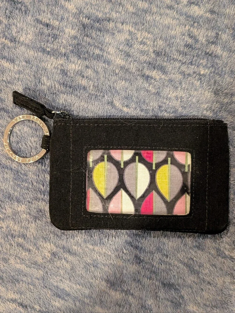 Vera Bradley Black Zip Card Holder With Keyring